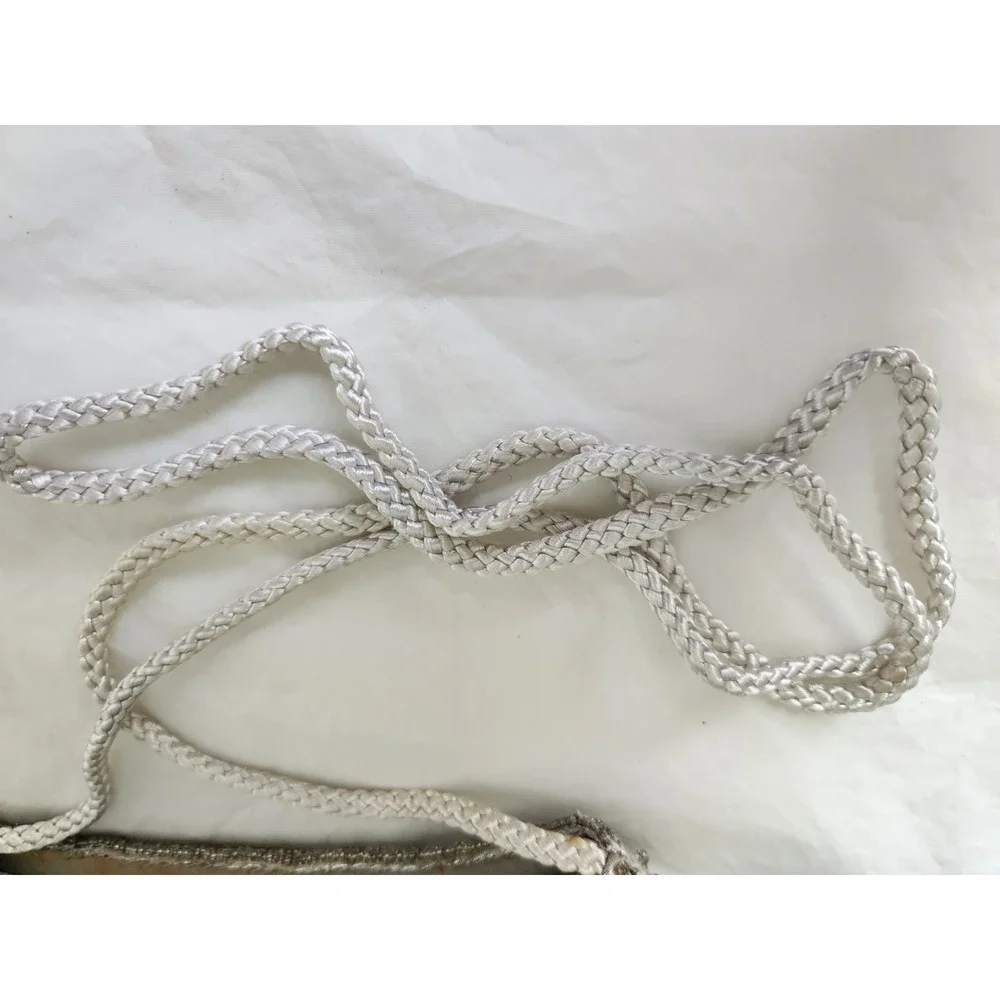 Vintage Valerie Stevens Silver Hand-Beaded Evening Bag‎ Braided Strap 8